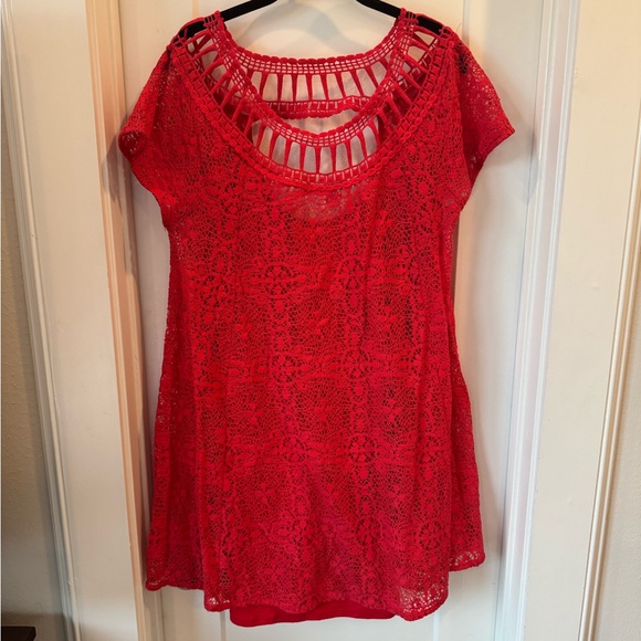 Free People Dresses & Skirts - Free People Red Lace Mini Dress
